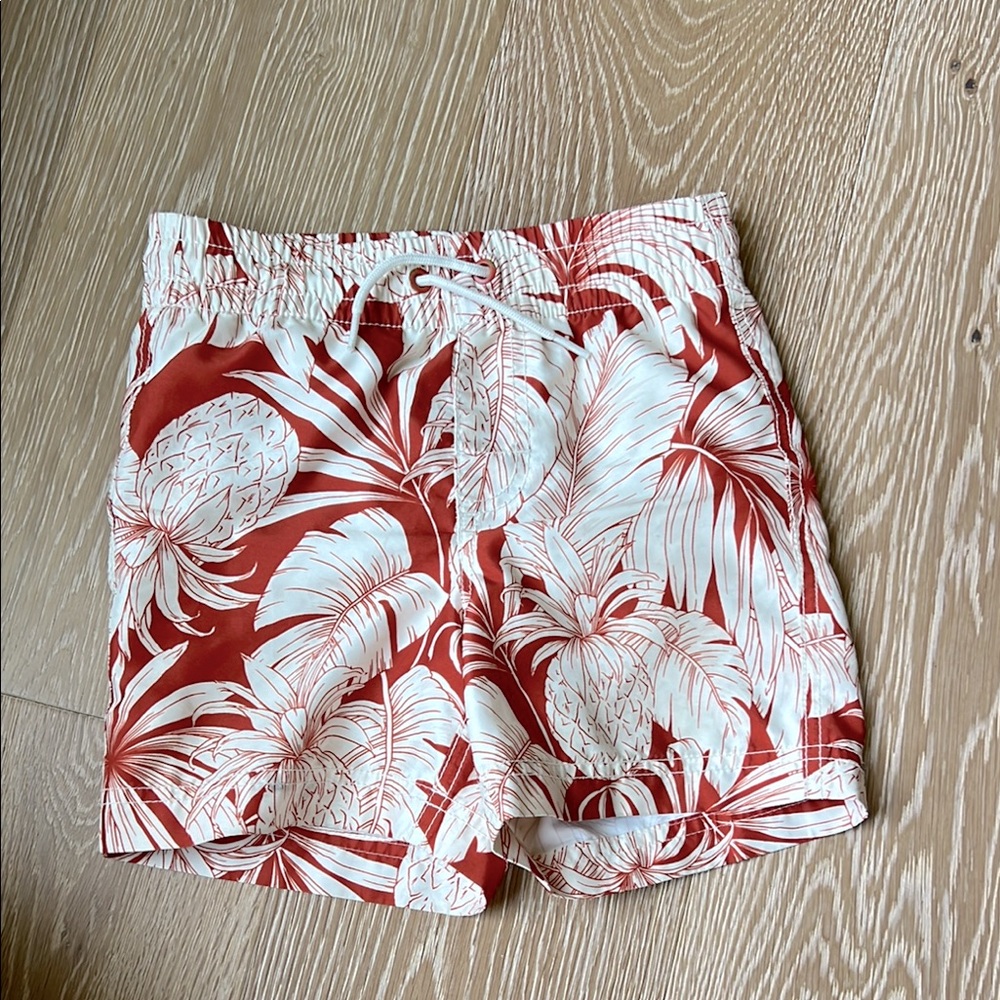 Old Navy Orange and Cream Leaf and Pineapple Print Shorts S Small 6-7 twins